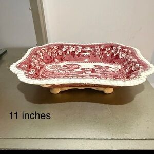 Vintage Copeland Spode Pink Tower rectangle serving bowl 11" , Old back stamp